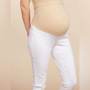 Indigo Blue Maternity Jeans Womens Size X-Large White Stretchy Deep Cuff Pants